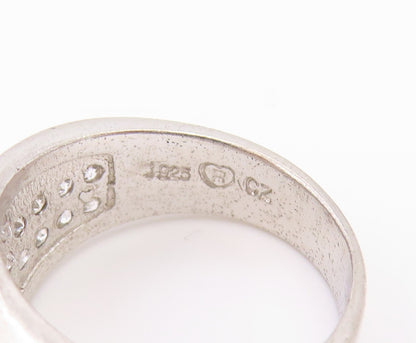 925 Sterling Silver Vintage Ring Classic Smoky Quartz & CZ Band  Sz 6  RG36913