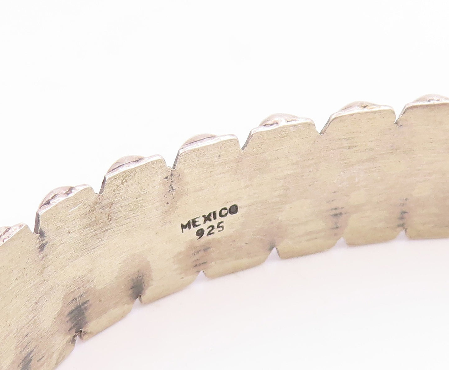 925 Sterling Silver Vintage Bracelet MEXICO Basket Weave & Beaded Cuff  BT11773
