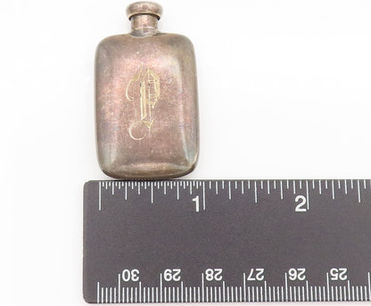 925 Silver Vintage Rectangular Etched Calligraphed P Bottle (OPENS) TR3532