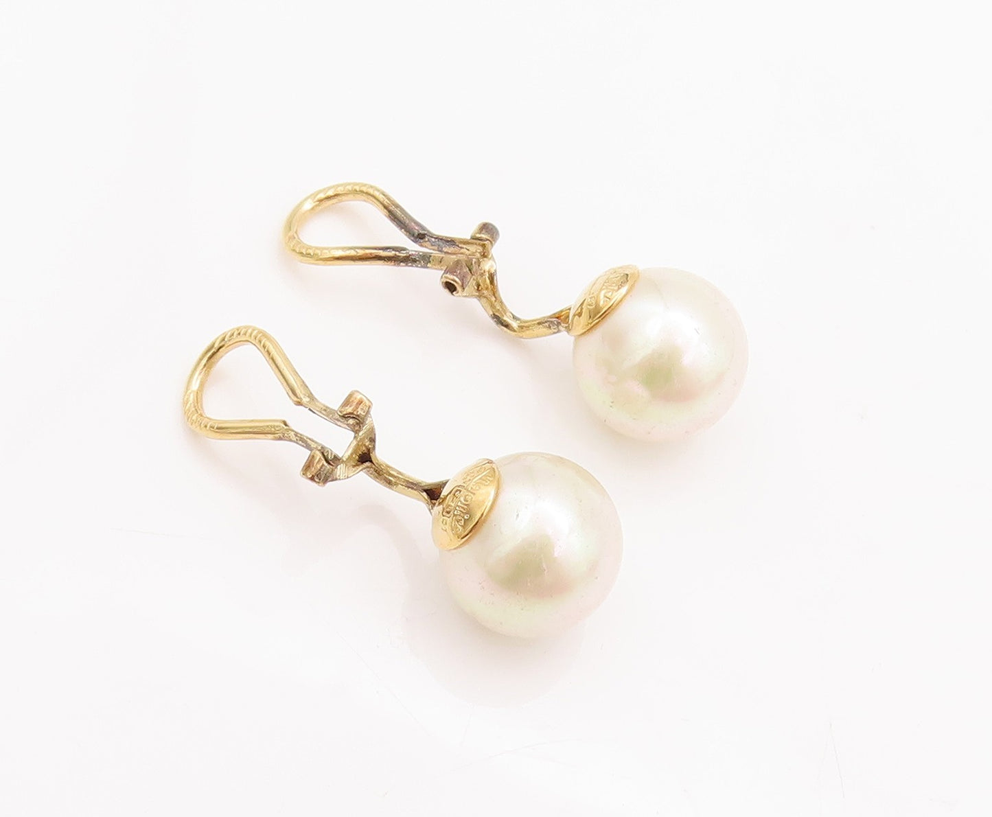 925 Sterling Silver Vintage Earrings MAJORICA Gold Plated Pearls Beaded  EG12976