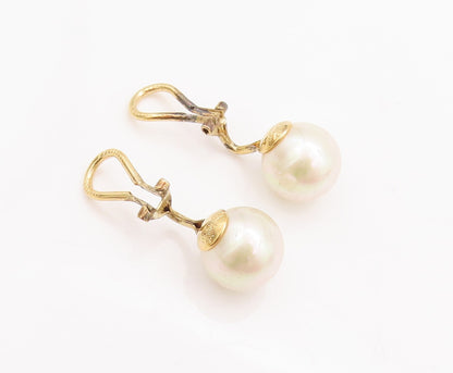 925 Sterling Silver Vintage Earrings MAJORICA Gold Plated Pearls Beaded  EG12976