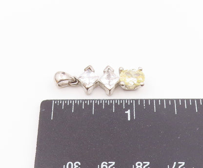 925 Sterling Silver  Vintage Sparkling Cubic Zirconia Vertical Pendant PT18481