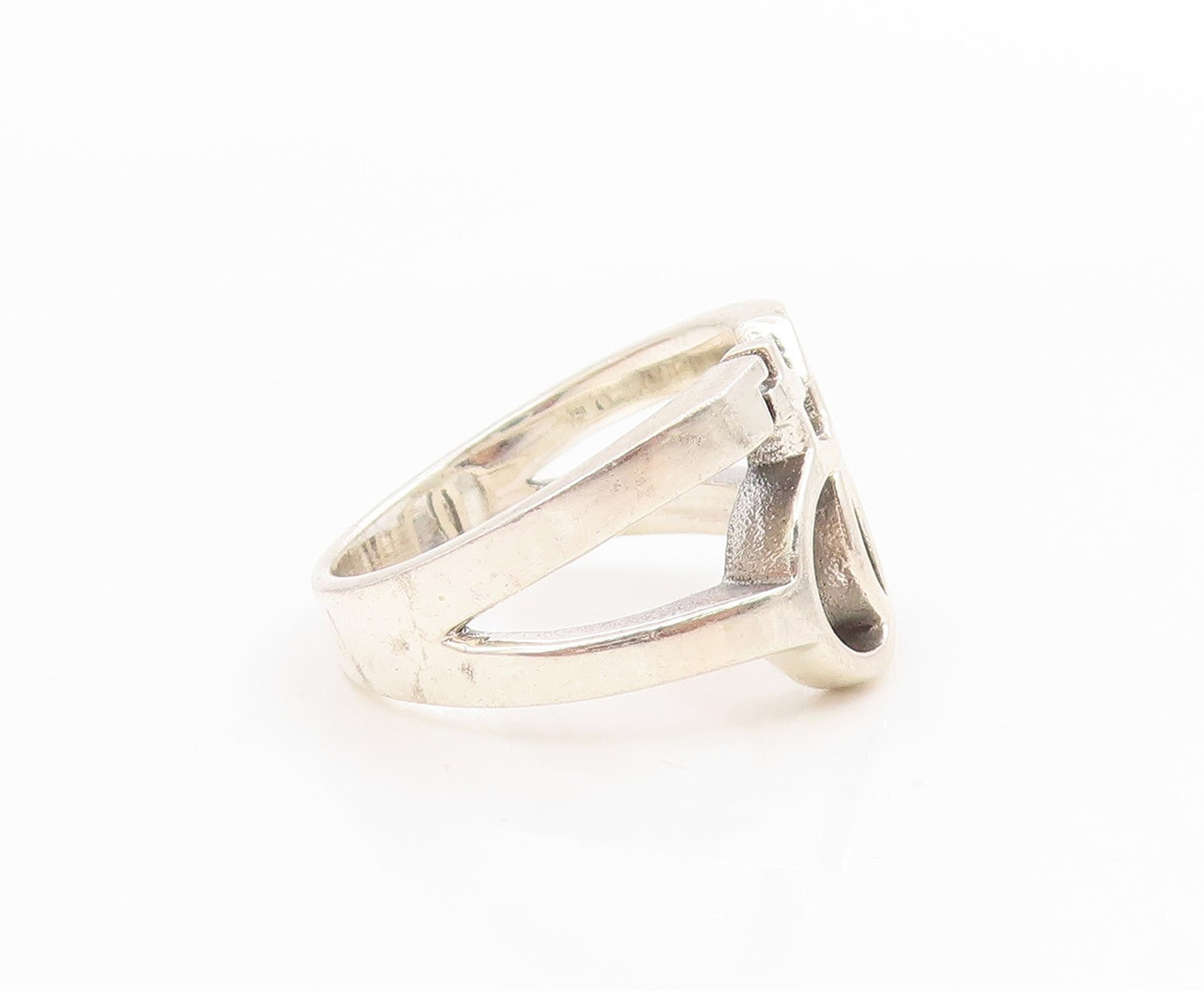 925 Sterling Silver Vintage Ring Interlocking Female Symbol Cutout Sz 5 RG35993