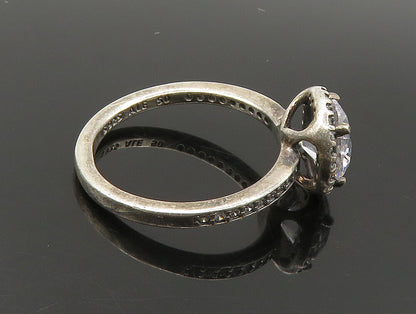PANDORA 925 Silver  Vintage Cubic Zirconia Solitaire Ring Sz 5.5  RG24090