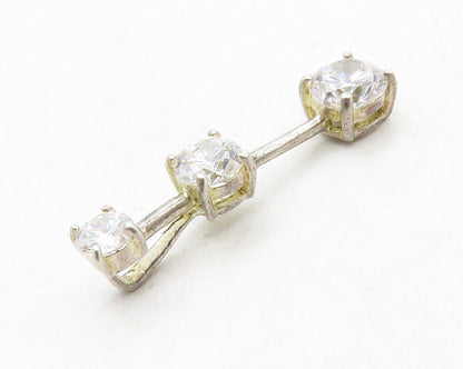 925 Sterling Silver  Vintage Graduated Cubic Zirconia Bar Pendant  PT10354