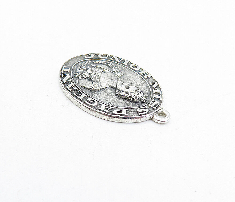925 Sterling Silver  Vintage Junior Miss Pageant 1966 Oval Pendant  PT3659