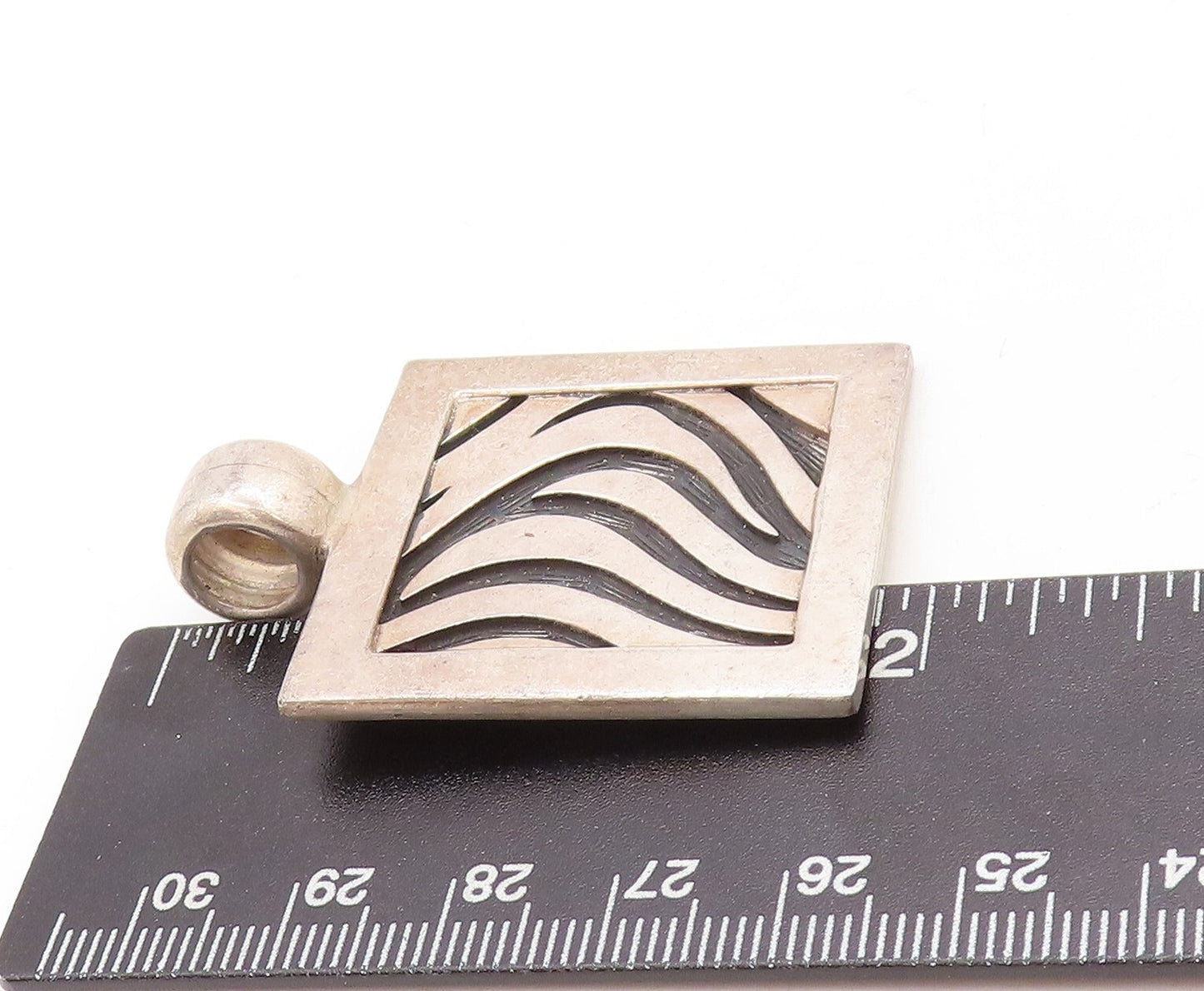 925 Sterling Silver Vintage Pendant Designer Swirly Cutout Frame  PT23832
