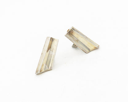 MEXICO 925 Silver  Vintage Shiny Concave Hollow Non Pierce Earrings  EG9411