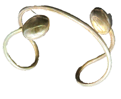 925 Sterling Silver  Vintage Dark Tone Hollow Ends Cuff Bracelet   BT8590