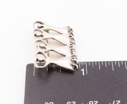 925 Sterling Silver  Vintage Shiny Women In Dresses Brooch Pin  BP9095