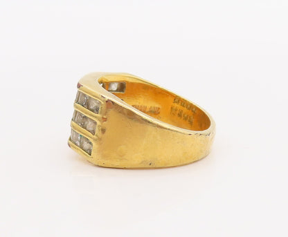 925 Sterling Silver Vintage Ring EDCO Gold Plated Topaz Bands  Sz 7.5  RG28935
