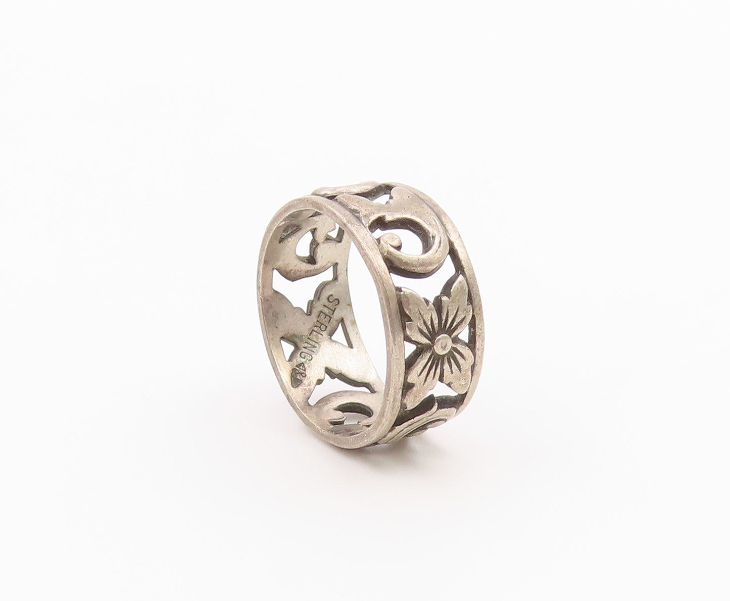925 Sterling Silver Vintage Ring CLARK COOMBS Scrollwork Band  Sz 7  RG36466