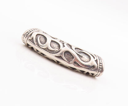 925 Sterling Silver Vintage Pendant Solid Cutout Swirly Sun Rays Or Fire PT23219