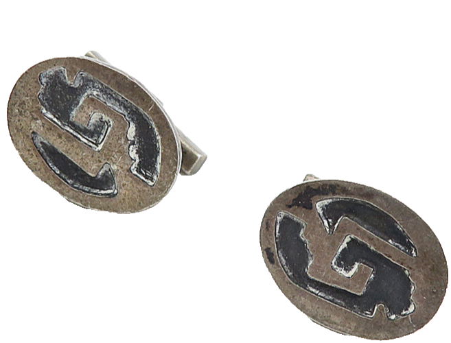 MEXICO 925 Sterling Silver  Vintage Antique Oxidized Detail Cuff Links  TR1333