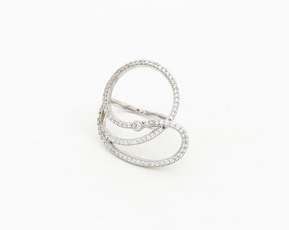 925 Sterling Silver  Sparkling Cubic Zirconia Swirl Band Ring Sz 8.5  RG17091