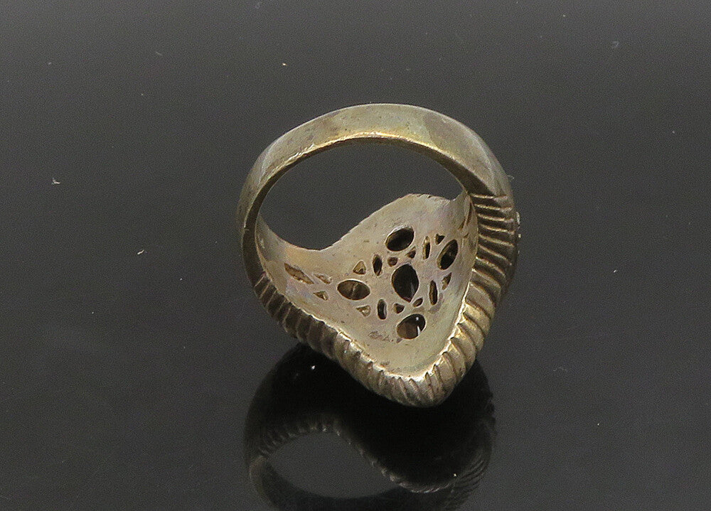 925 Sterling Silver   Vintage Smoky Topaz Pointed Cocktail Ring Sz 7  RG23017