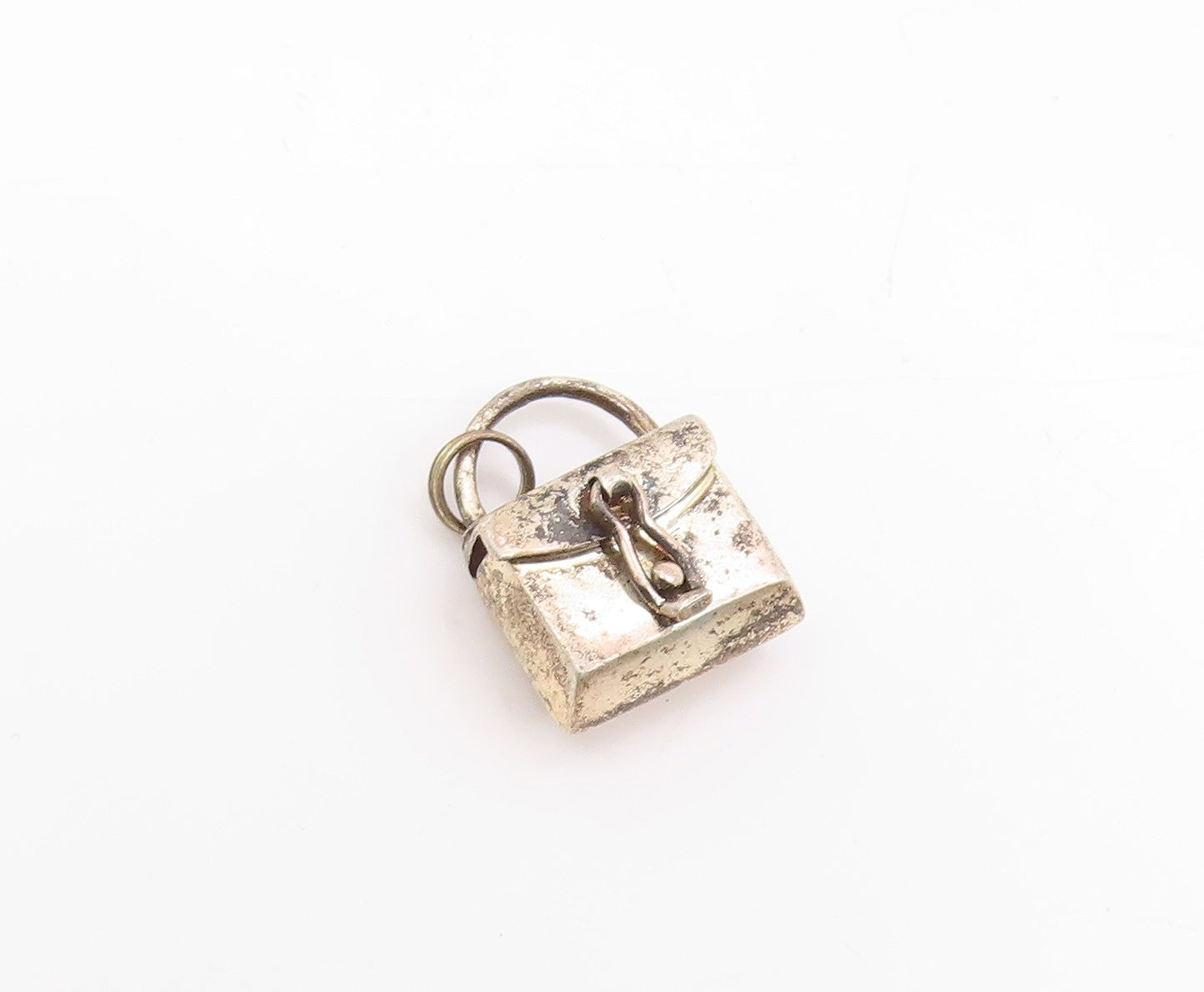925 Sterling Silver Vintage Pendant Miniature Retro Handbag Charm OPENS  PT25110