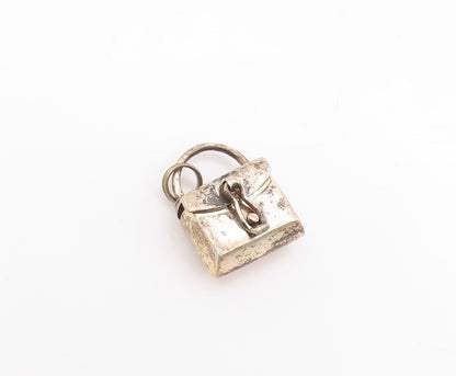 925 Sterling Silver Vintage Pendant Miniature Retro Handbag Charm OPENS  PT25110
