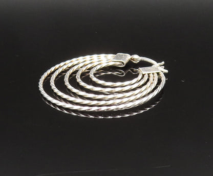 925 Sterling Silver  Vintage Graduated Twisted Multi Hoop Earrings  EG11913