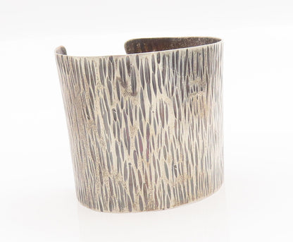 925 Sterling Silver Vintage Bracelet Designer Broad Etched Trunk Cuff  BT10307
