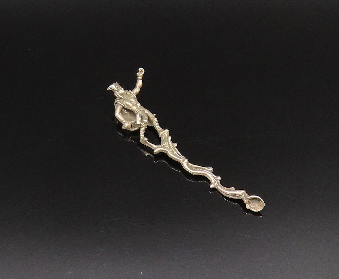 925 Sterling Silver  Vintage Caped Man Rising From Fire Motif Pendant  PT21656