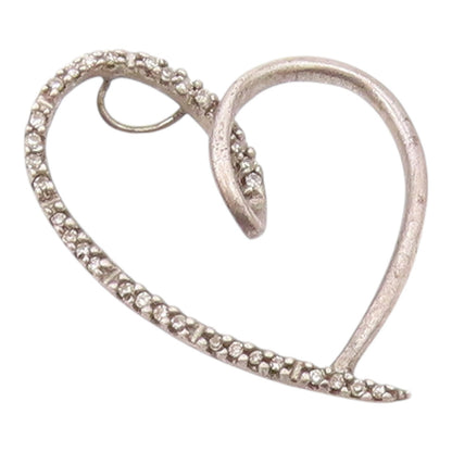 925 Sterling Silver  Vintage Genuine Diamonds Open Love Heart Pendant  PT12437