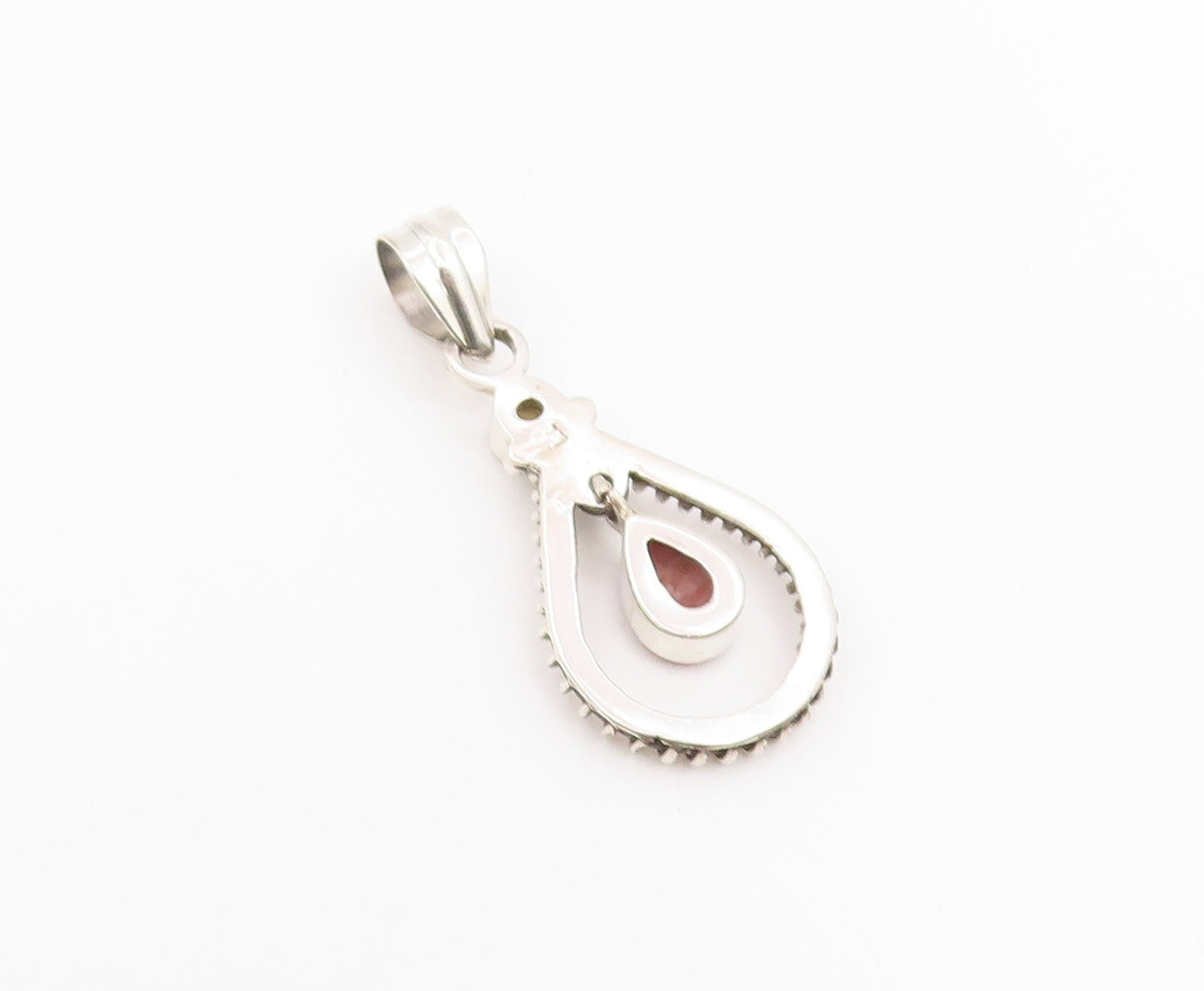 925 Sterling Silver Vintage Pendant Rhodochrosite & Citrine Teardrop  PT25993