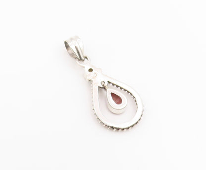 925 Sterling Silver Vintage Pendant Rhodochrosite & Citrine Teardrop  PT25993