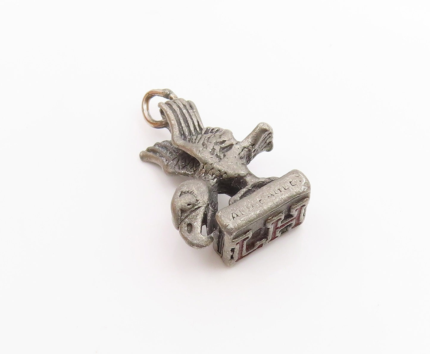 925 Sterling Silver Vintage Dark Tone Petite Bird Statue Pendant  PT15966
