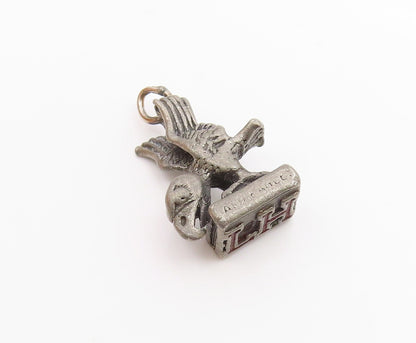 925 Sterling Silver Vintage Dark Tone Petite Bird Statue Pendant  PT15966