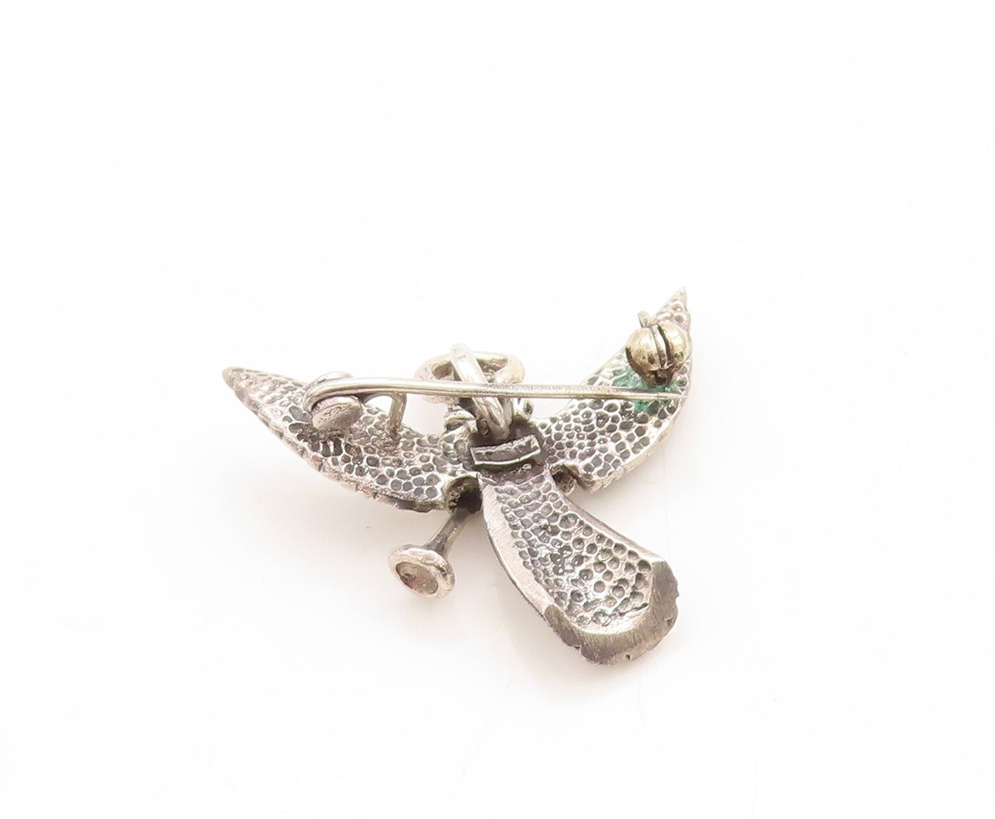 925 Sterling Silver Vintage Brooch Pin Dark Tone Angel Playing Music  BP11388