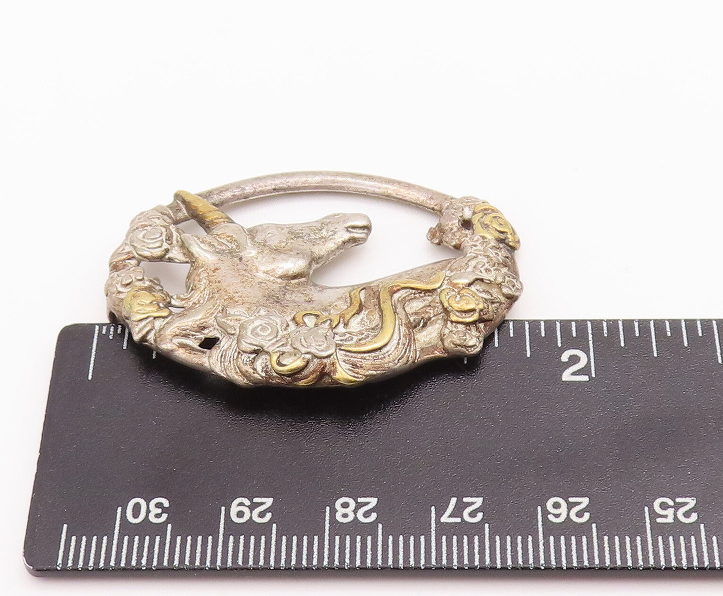 925 Sterling Silver Vintage Pendant GORHAM Solid Antique Carved Horse  PT23205