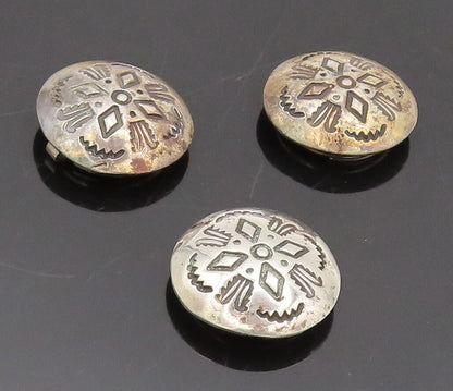 NAVAJO 925 Sterling Silver Vintage Carved Southwestern Button Cover TR3673