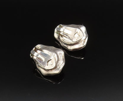 925 Sterling Silver  Vintage Modernist Hematite Non Pierced Earrings  EG12002