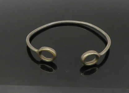 MEXICO 925 Silver  Vintage Dark Tone Oval Ends Smooth Cuff Bracelet  BT8805