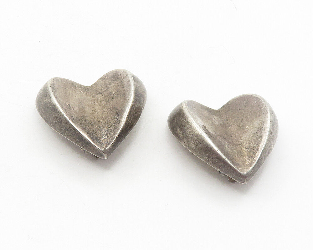 BAYANIHAN 925 Silver  Vintage Concave Love Heart Non Pierce Earrings  EG5958