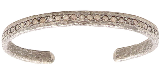 925 Sterling Silver Vintage Bracelet 1CT Champagne Diamonds Brutalist   BT10969
