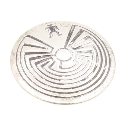 925 Sterling Silver Vintage Brooch Pin SOUTHWESTERN Hopi Man In The Maze BP12224
