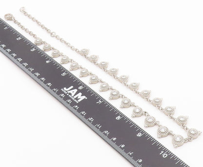 925 Sterling Silver Vintage Necklace JUDITH RIPKA CZ Beaded Halo Choker  NE4923