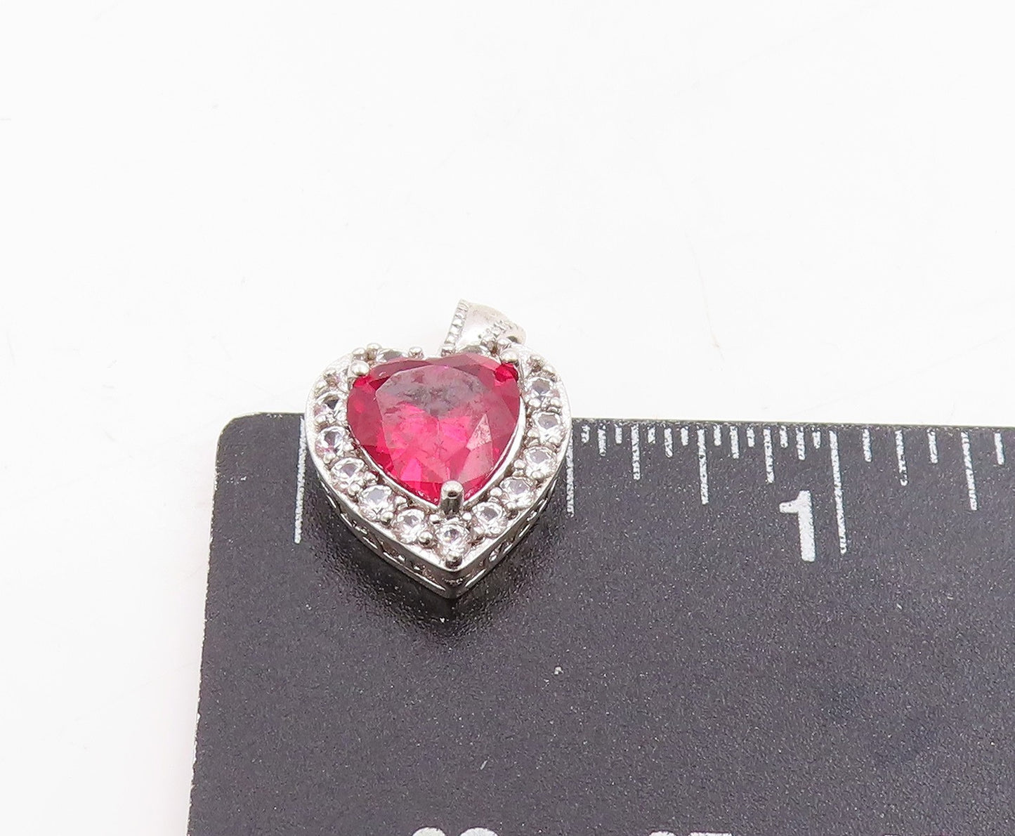 925 Sterling Silver Vintage Pendant CZ & Halo Topaz Love Heart Charm  PT25433