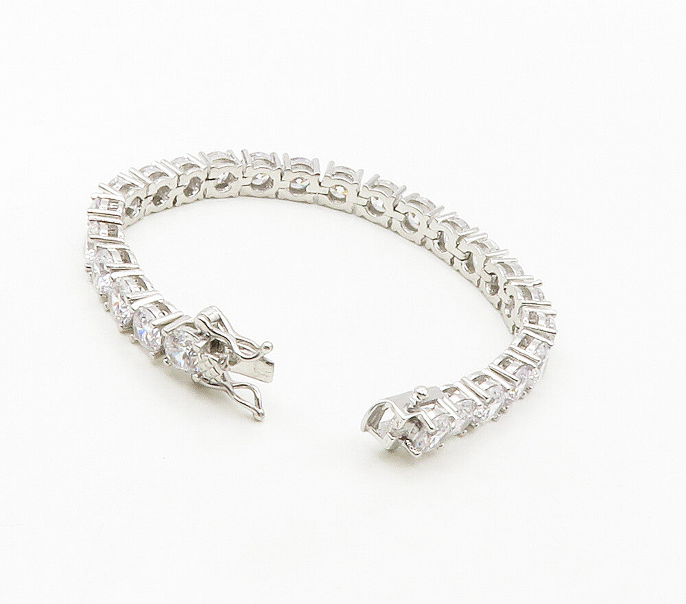 925 Sterling Silver  Shiny Round Cut Cubic Zirconia Tennis Bracelet  BT6523