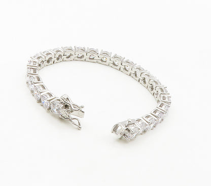 925 Sterling Silver  Shiny Round Cut Cubic Zirconia Tennis Bracelet  BT6523