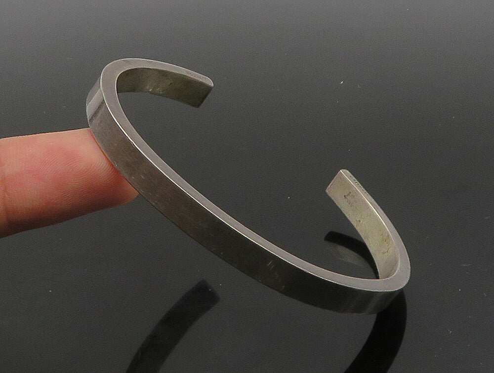 FITCH 925 Silver  Vintage Minimalist Dark Tone Smooth Cuff Bracelet  BT9255