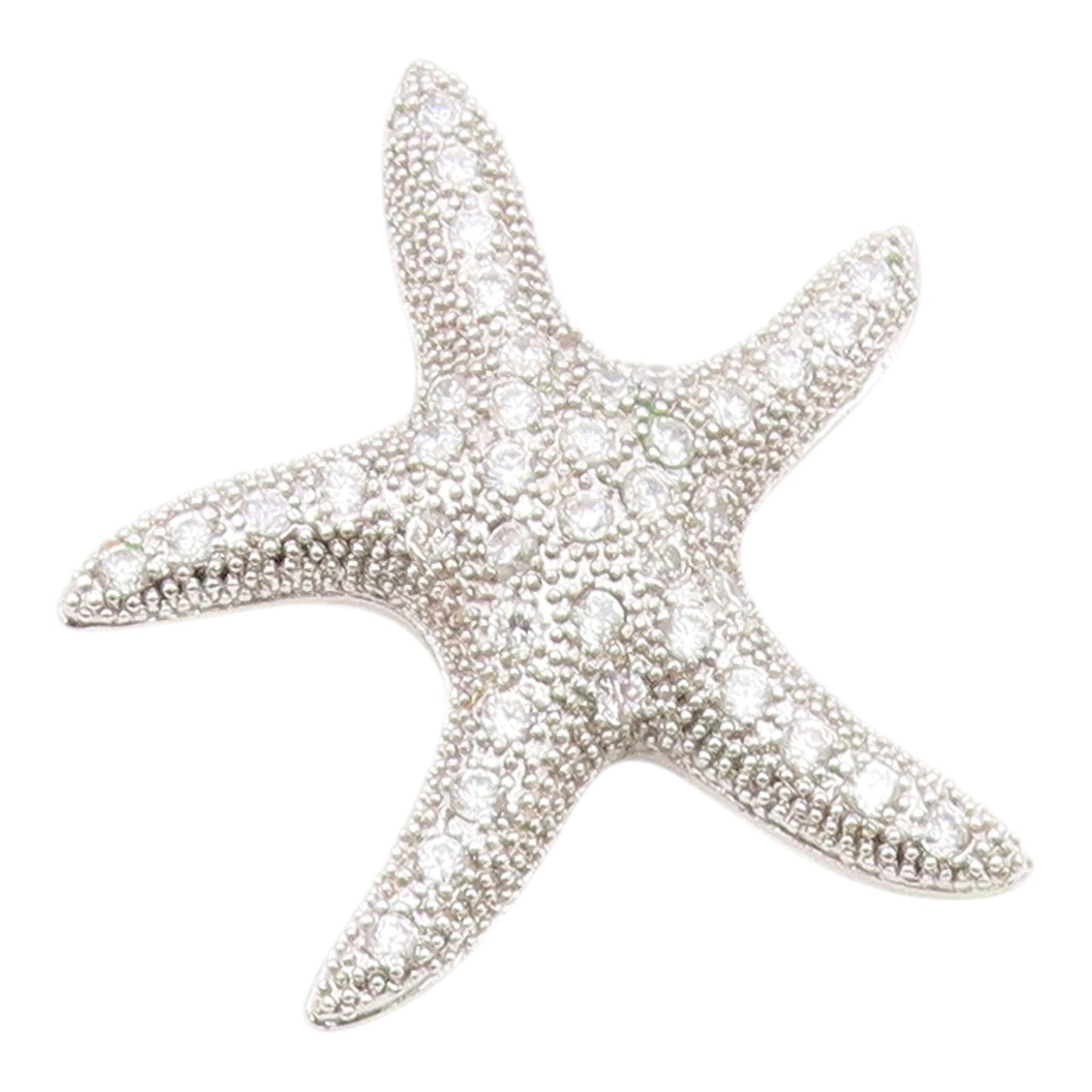 925 Sterling Silver  Vintage Cubic Zirconia Encrusted Starfish Pendant PT18062