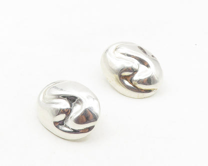 JIIC MEXICO 925 Silver  Shiny Hollow Swirl Oval Dome Drop Earrings  EG5203