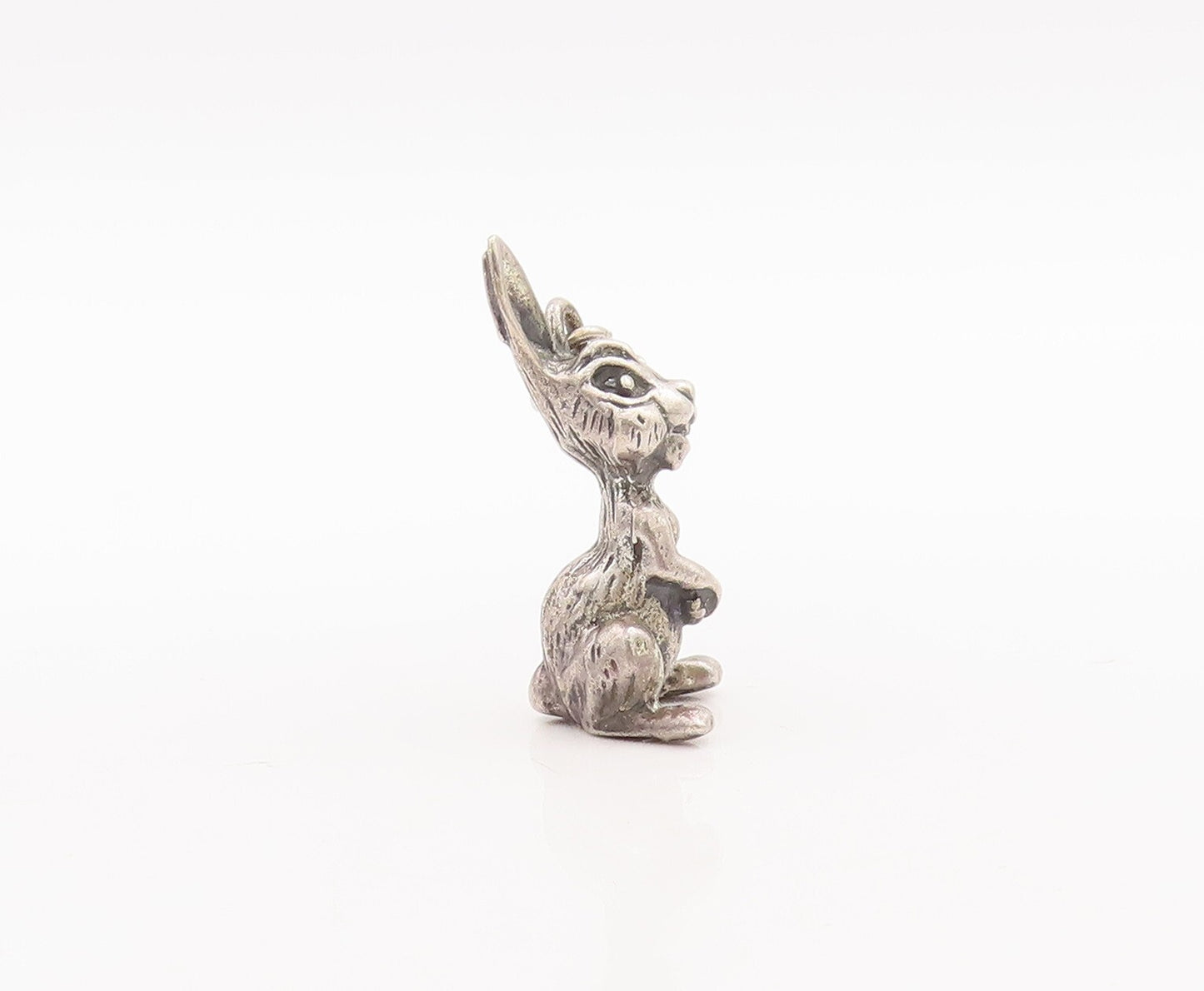 925 Sterling Silver Vintage Pendant JEWEL ART 3D Carved Bunny Charm  PT23460