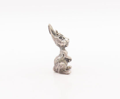 925 Sterling Silver Vintage Pendant JEWEL ART 3D Carved Bunny Charm  PT23460