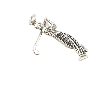 925 Sterling Silver  Vintage Cutout Detail Golf Player Sports Pendant  PT7058