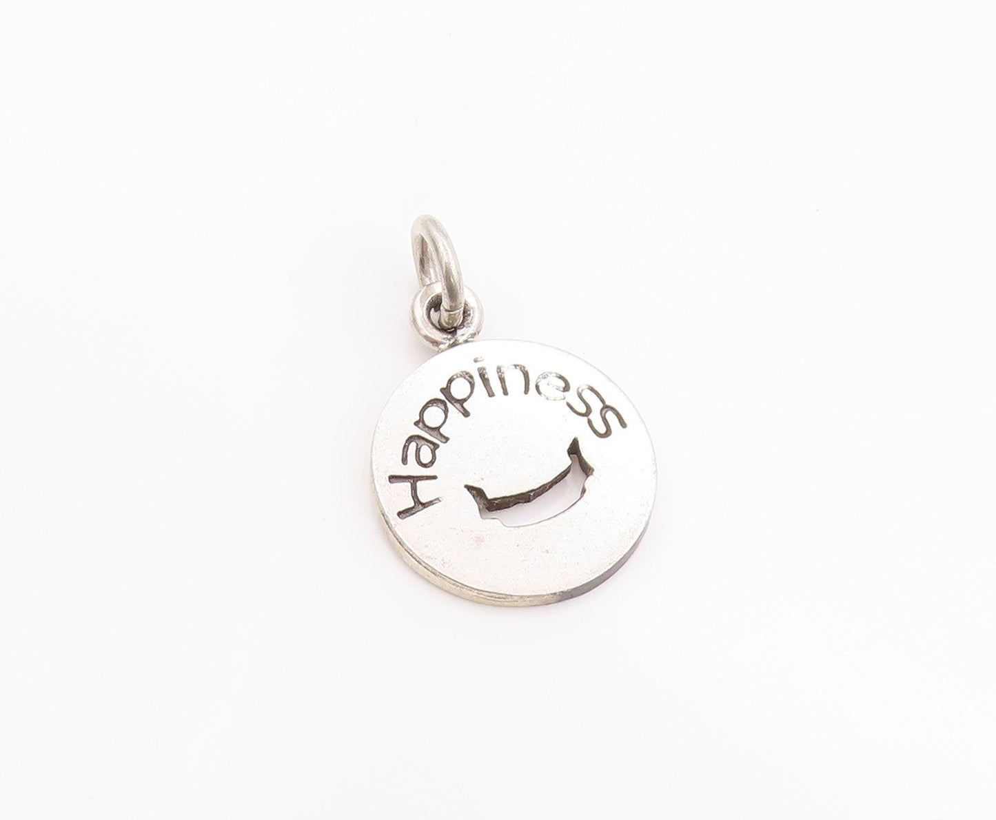 925 Sterling Silver Vintage Pendant Happiness Charm with Cut Out Smiley  PT24888