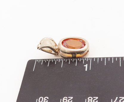 925 Sterling Silver Vintage Pendant Minimalist Oval Cut Citrine  PT23438
